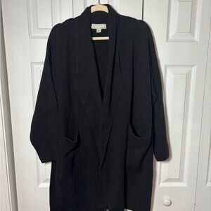 Black Long Open Front Sweater Cardigan- Women’s Plus Size 2X